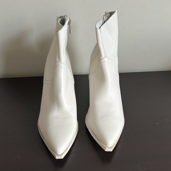 Steve Madden Cate Bone Leather Bootie Block Heel Pointed Toe Boot Sz 8 NEW - Picture 5 of 11